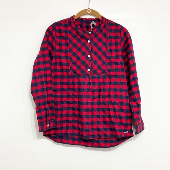 VINEYARD VINES Girls Buffalo Check Tunic Top 100% Cotton Long Sleeve LARGE (14) - Picture 1 of 6